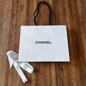 Chanel empty small authentic gift bag with ribbon
